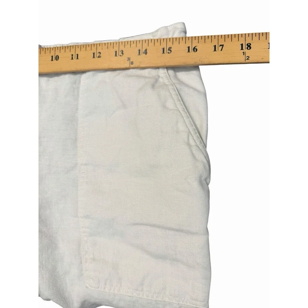 Everlane Pants Women's 8 White 100% Linen Patch Pocket Wide Leg Crop #CC12-1